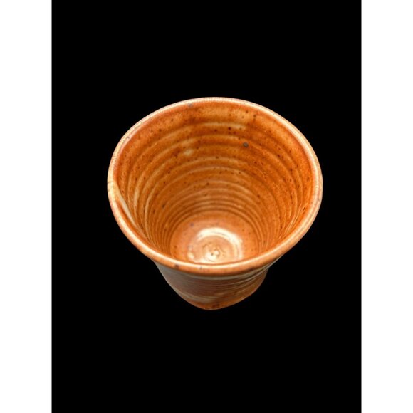 Set of 2 Vintage Hand Thrown Stoneware Art Pottery Soap Dish & Cup Speckled - Picture 6 of 13